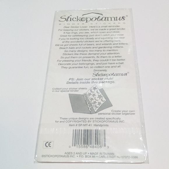 5/$20 Holographic Handprints Stickopotamus Binder Stickers Virtually Acid Free - Picture 3 of 5